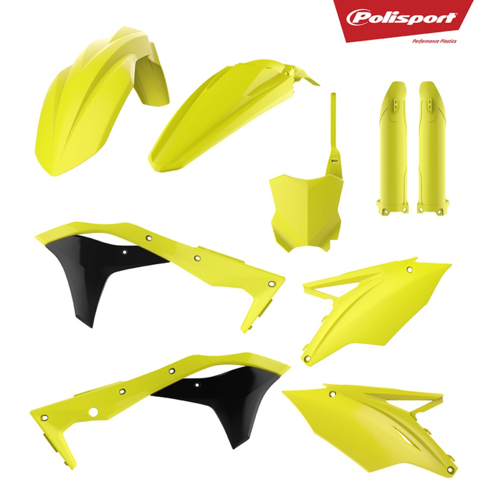 Free Shipping Complete Plastic Kit Polisport Kawasaki Fluorescent Yellow 90743