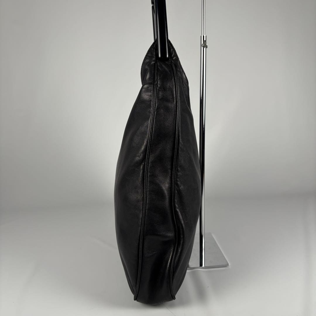 90s Prada Leather Shoulder Bag Black thumbnail 9