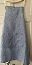 100 Pure Linen Apron for Women  Men - Dusty Blue Full Midi Bib Apron, Adjustab