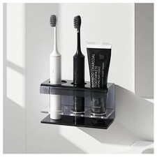 Black Acrylic Toothbrush Holders for Bathrooms,3 Slots Countertop Use or wall...