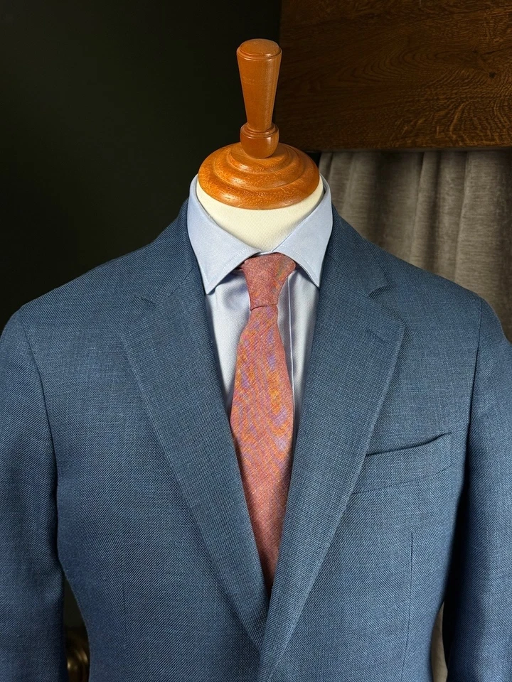 Pre-Owned Mens Hackett Mayfair Blue Loro Piana Wool-Silk-Linen Blend Blazer 40R - Image 4 of 4