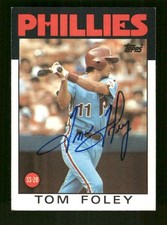 1986 Topps 466 Tom Foley signed auto autograph  crisp blue sig ASC BXCP58