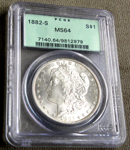 1882 S MORGAN SILVER DOLLAR ~ PCGS MS64 ~ ~OLD GREEN LABEL ~ BRIGHT AND SHINY