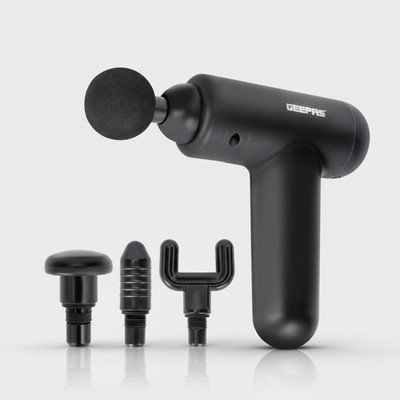 Geepas Cordless Handheld Muscle Massage Gun 6 Speed Rechargeable with 4 Heads