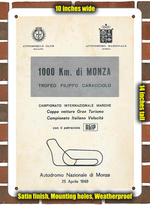 Metal Sign - 1969 Monza Racing Program - 10x14 inches