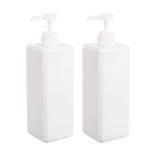 Plastic Pump Bottle Refillable Lotion Soap Dispenser 32oz White 2 Pack