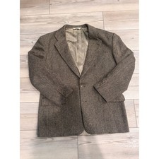 Evan-Picone Foleys Mens Brown Tweed Blazer Two Button Wool Jacket Made in USA