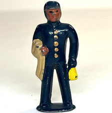 Barclay Manoil Train Conductor Carrying Bag  Coat Lead Figure 1950s 1.75" Tall