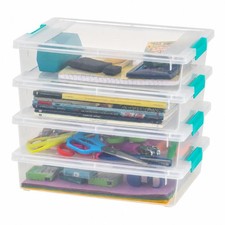 IRIS USA 6 Qt. Craft Storage Bins with 6 - 4 Pack, Clear/Seafoam Blue