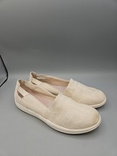Clarks Cloudsteppers Canvas Slip-Ons Breeze Step Natural Sz 8 Womens