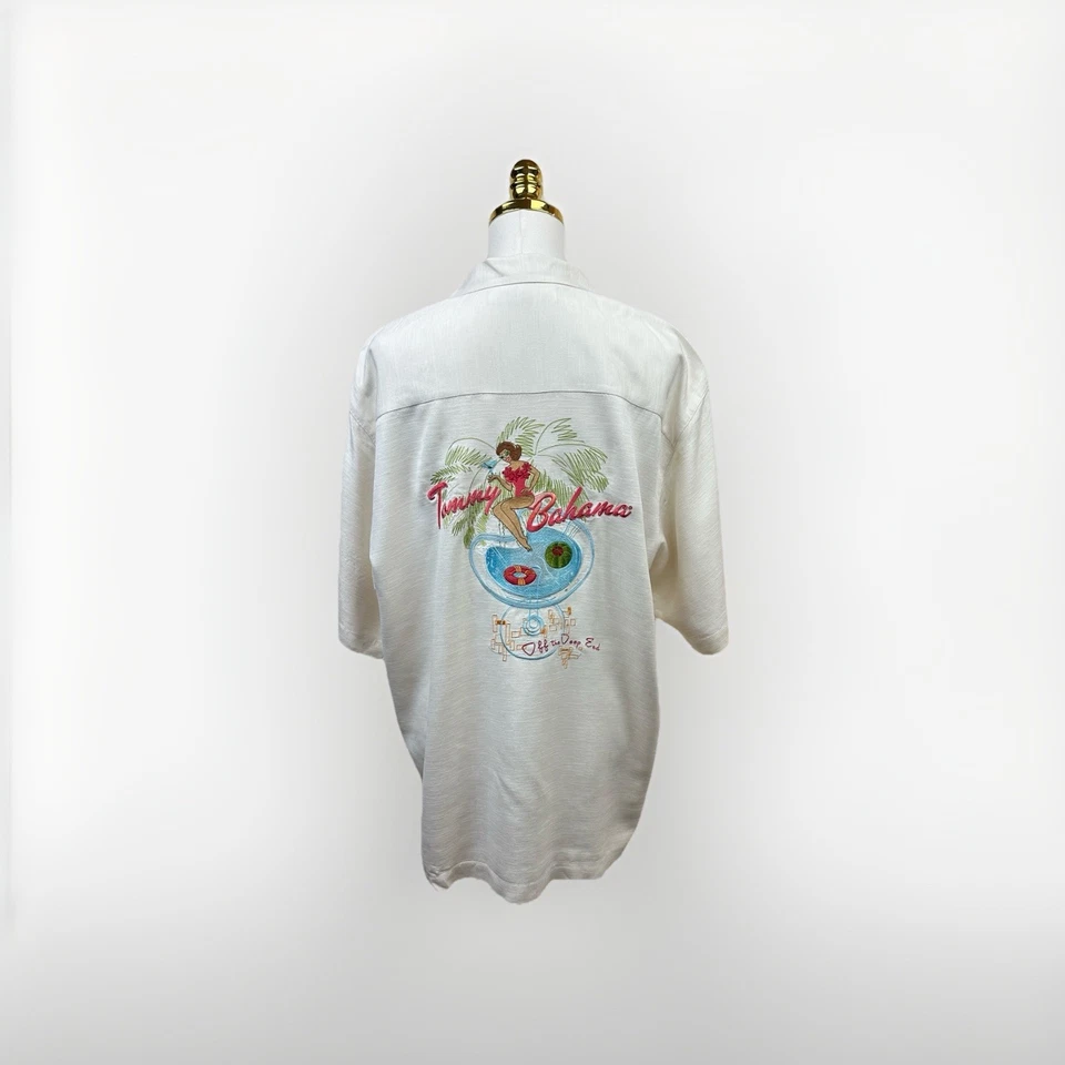 🌴 Tommy Bahama Off the Deep End Embroidered Silk Camp Shirt – Large – EXCELLENT - Image 2 of 4