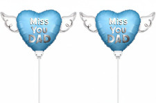 Miss You Dad Heavenly Balloons on a stick  - 2 Balloons Included