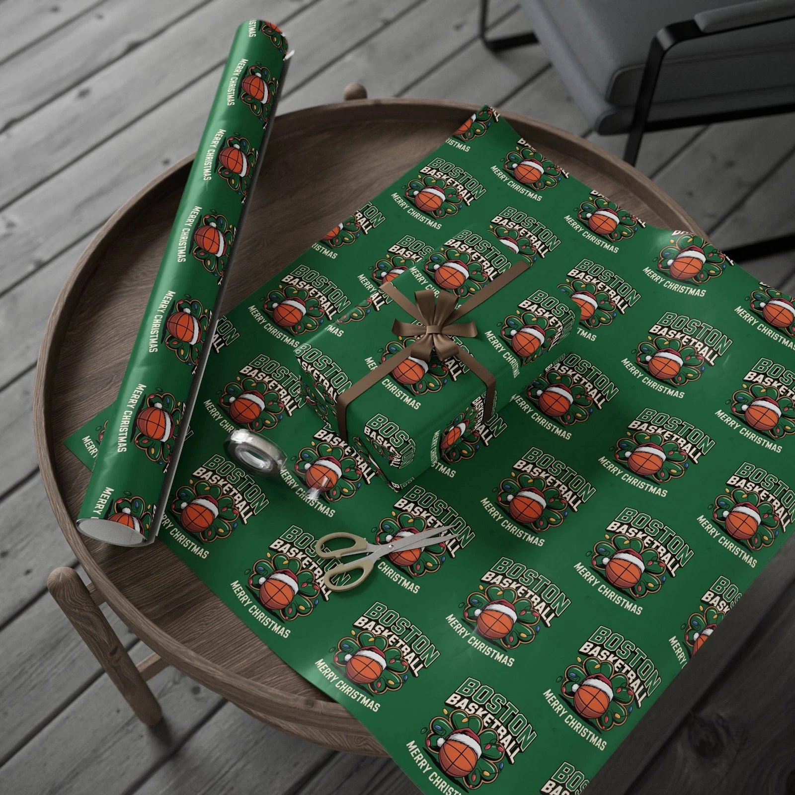 Boston Celtics Basketball Wrapping Paper Gift Sports Fan Christmas Gift Wrap