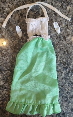 Vintage Barbie Best Buy Clothes Doll Outfit #9620 Green White Halter Dress Shoes