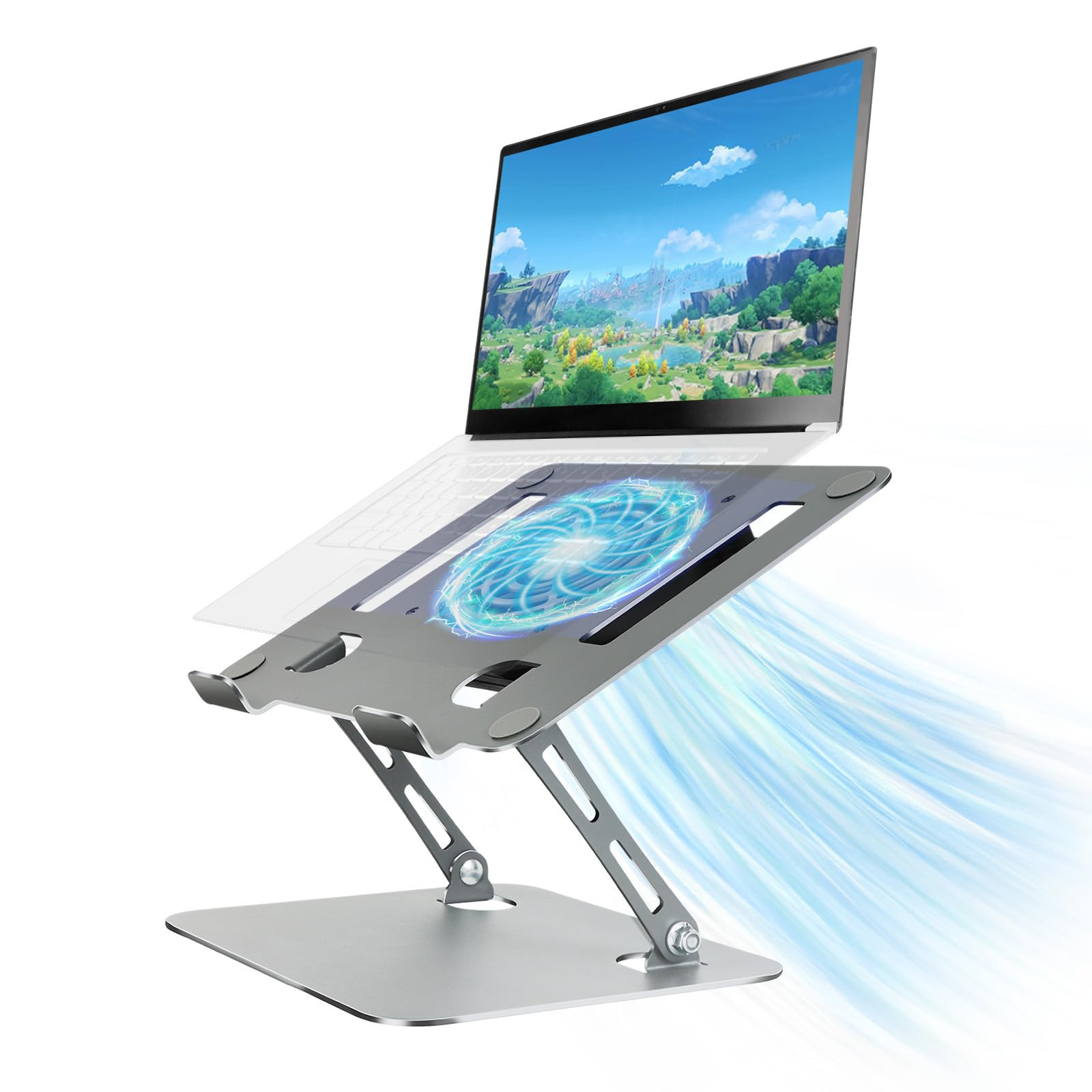 Laptop Stand with Cooling Fan, Adjustable Height,Multi Angle Computer Holder ...-image