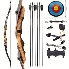 Wooden Recurve Bow Set for Adult,left ＆ right,25-50Lbs,hunting ＆ target practice
