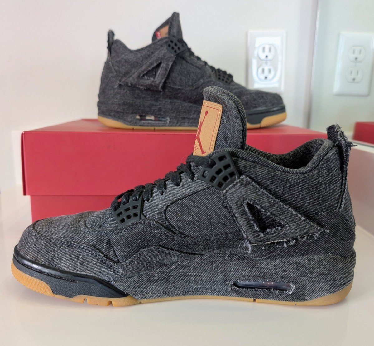 9.5 Levi's x Air Jordan 4 Retro Black Denim | eBay