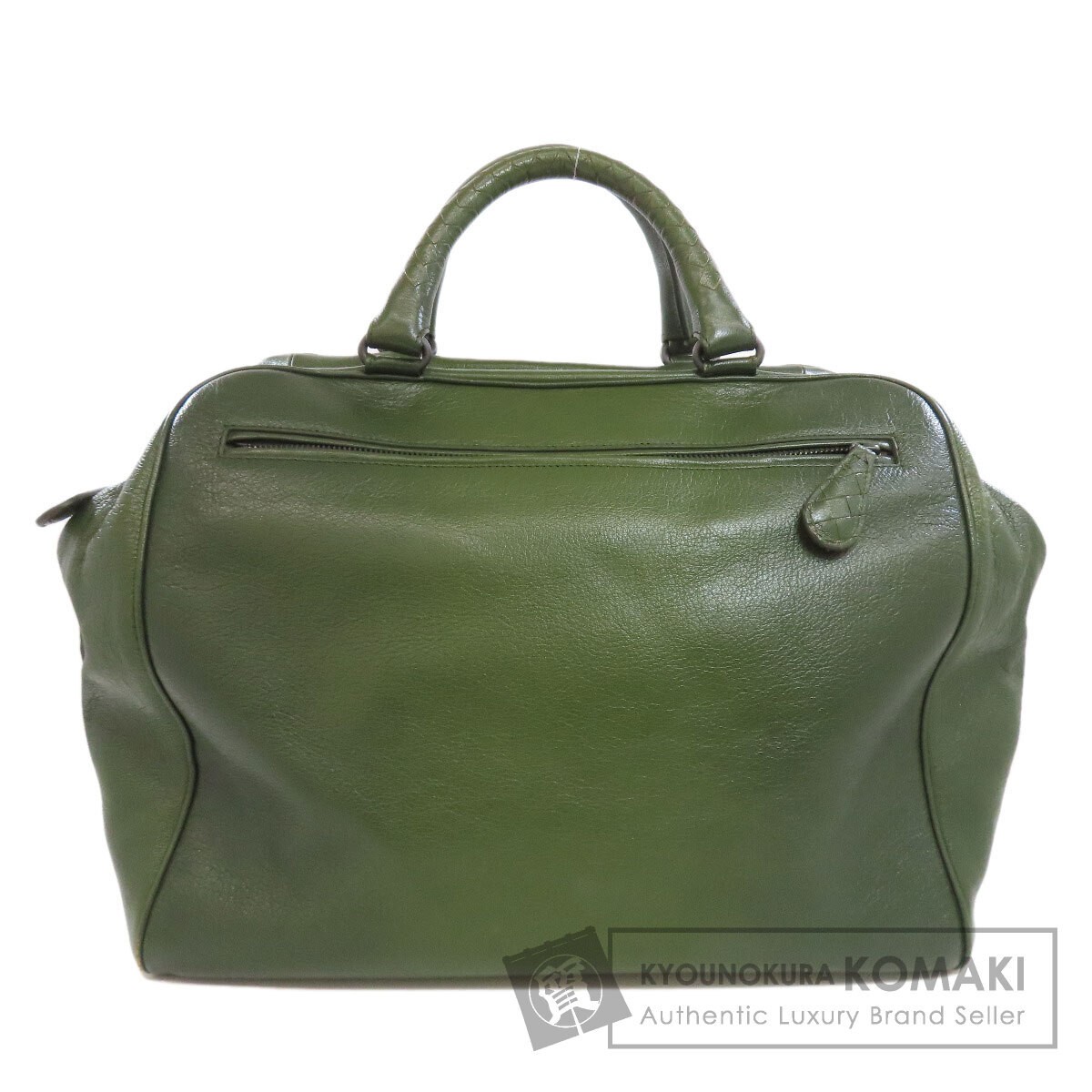 Bottega Veneta Logo Tote Bag Leather Women's Green 12.2x14.6x7.5in condition