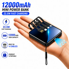 12000mAh Mini Power Bank 22.5W Fast Charge Portable Charger 7 in 1