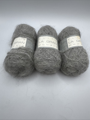 Classic Elite Yarn La Gran Mohair Blend Light Grey 6503 Lot of 3 Balls USA Vtg
