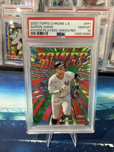 2025 Topps Chrome - Power Players Aaron Judge #PP-1 Green Logofractor /99 PSA 10