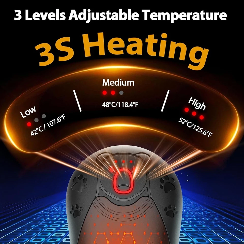 Paquete de 2 calentadores de manos recargables de doble cara de 12000 mAh, calentador de manos eléctrico regalos Foto 4 de 4