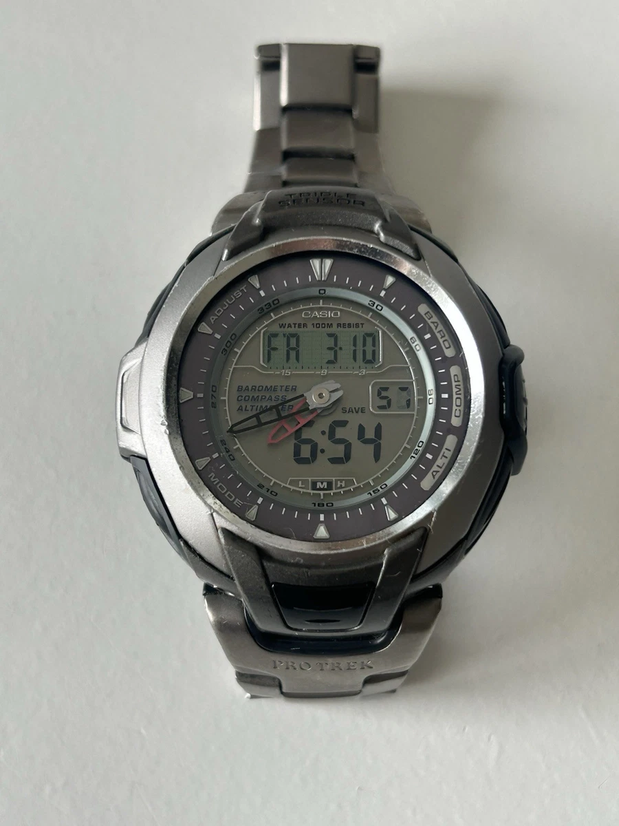 Reloj Solar Casio Pro Trek PRG-60T Titanio Triple Sensor (Módulo 2767)