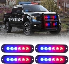 Xprite 4pcs Led Emergency Strobe Lights Red Blue 12-led Surface Mount Flashing