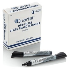 Quartet 79553 Premium Glass Board Markers Black 12 Pack