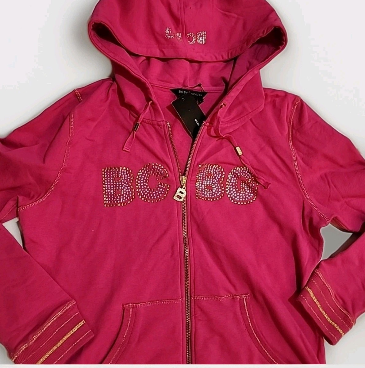 【A】  ジップアップジャケット BCBG Maxazria Rhinestone Embellished Full Zip Hoodie Womens L