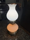 Vintage White Hobnail Milk Glass Hurricane Electric Table Lamp3 Way