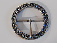 Vintage Antique Nickel Finish Center bar Belt Buckle Fits 1-7/8" 2-7/8" O.D. 