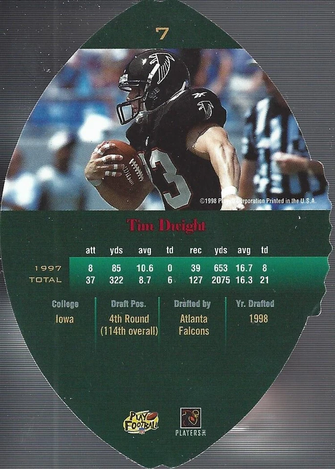 1998 Playoff Contenders Leather Red #7 Tim Dwight - FB - Image 2 of 2