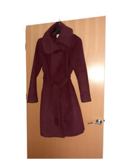 Vila Women's Coat Plum Colour Size M Knee Length Belted And Zip