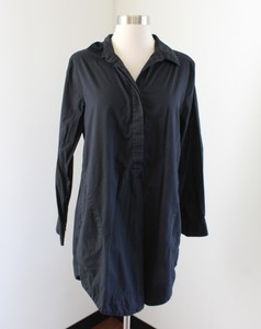 Soft-Surroundings-Solid-Black-Cotton-Popover-Tunic-Shirt-Blouse-Size-M