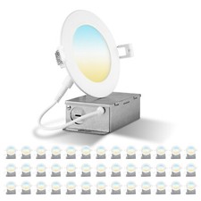 40 Pack 4 Inch 9W 5CCT LED Recessed Ceiling Down Light W/Junction Box Dimmable