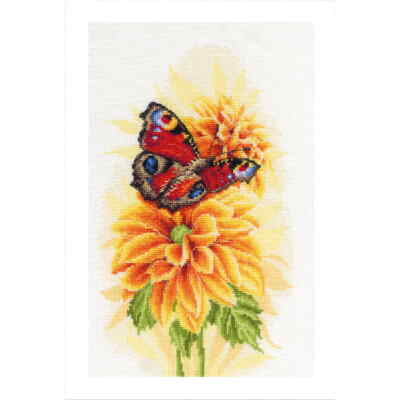Lanarte Kreuzstich Set ''Flatternder Pfirsichschmetterling Zählstoff'', Zählmuster