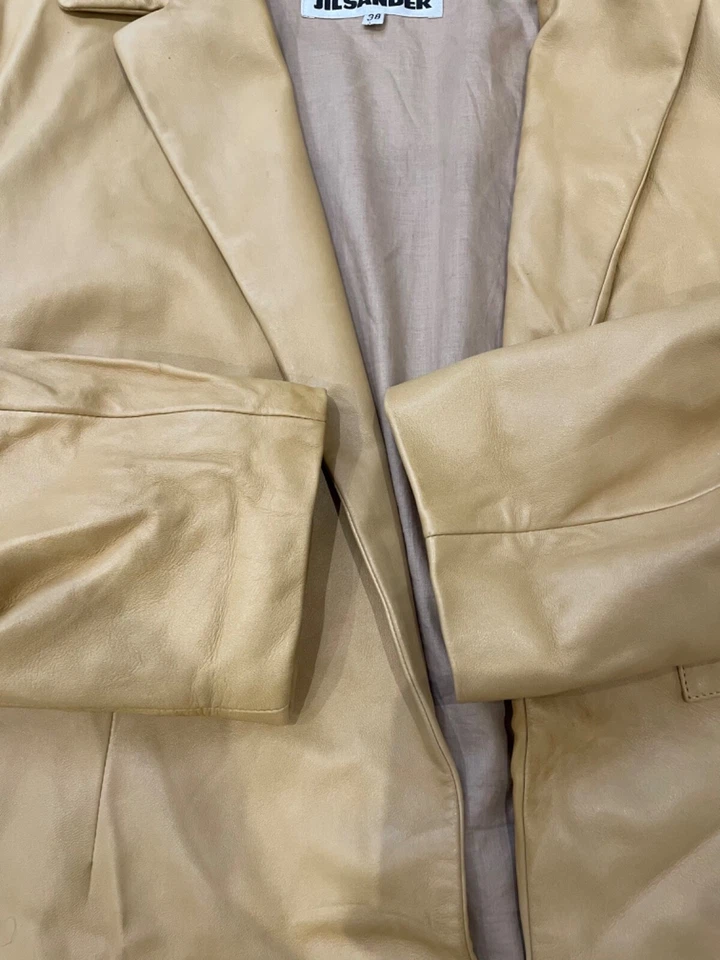 Vintage JIL SANDER Real Leather Blazer Jacket Brown - Image 4 of 4