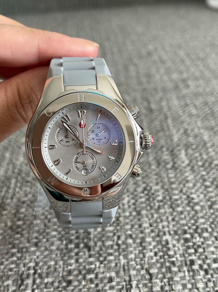 NWT Michele Silver Jelly Bean Grey Band Mww12f000092 Watch 