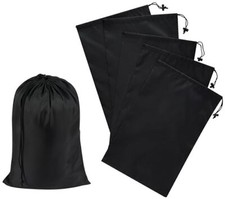 Drawstring Bag with Toggle - Nylon Cinch and Ditty Pouch - 10 x 15 Inch Black