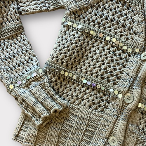 Lorena Antoniazzi S42 Gray Sequins Crochet Cardigan NEW WITH TAG $798- Buttons - Picture 6 of 7