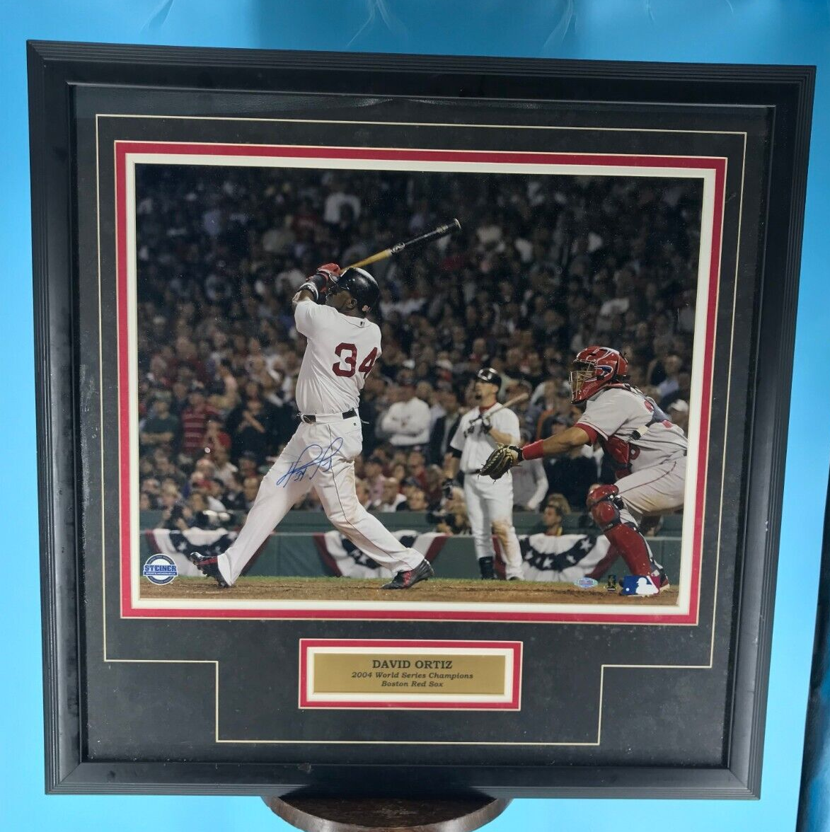 David Ortiz Autographed Signed Boston Red Sox Red Sox 2004 World Series Custom Photo Authenticated Framed 