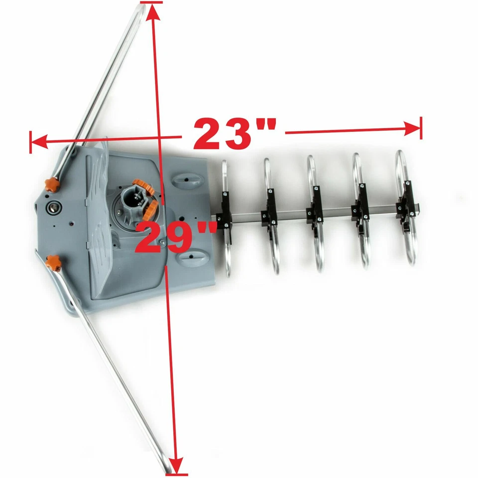 Antena de TV Exterior 200 Millas Motorizada Amplificada HD TV 1080P VHF/UHF Rotor 360° Foto 3 de 4
