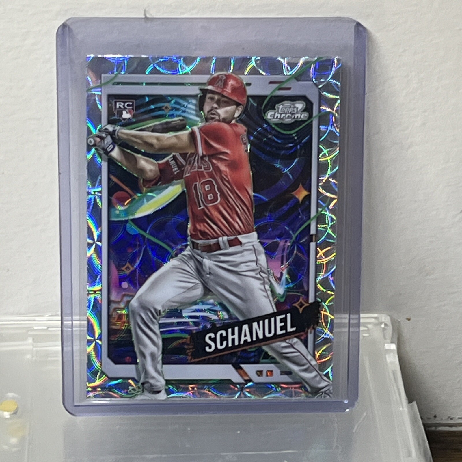 2024 Topps Chrome Cosmic Nucleus Refractor Nolan Schanuel Parallel RC #93 ANGELS