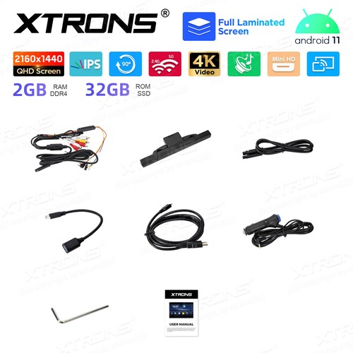 12" Android 11 2+32GB 90° Rotating Car Headrest Monitor QHD TouchScreen WIFI USB - Picture 16 of 16