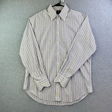 Tailorbyrd Dress Shirt Mens Large Purple Green Striped Long Sleeve Button Up