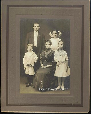 Circa 1900, Parents with Children on Brown Cardboard 20x25 cm, Studio Not Readable Pir