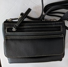 Buxton Genuine Leather  Clutch Purse / Mini Bag Organizer W/strap, Black.