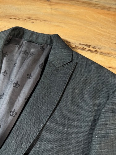John Varvatos Mainline Lardini Gray Slubby Wool Linen Peak Lapel Sport Coat 36R - Picture 3 of 11