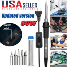 Soldering Iron Kit Electric 60W 110V Adjustable Temperature Soldering Gun Wire